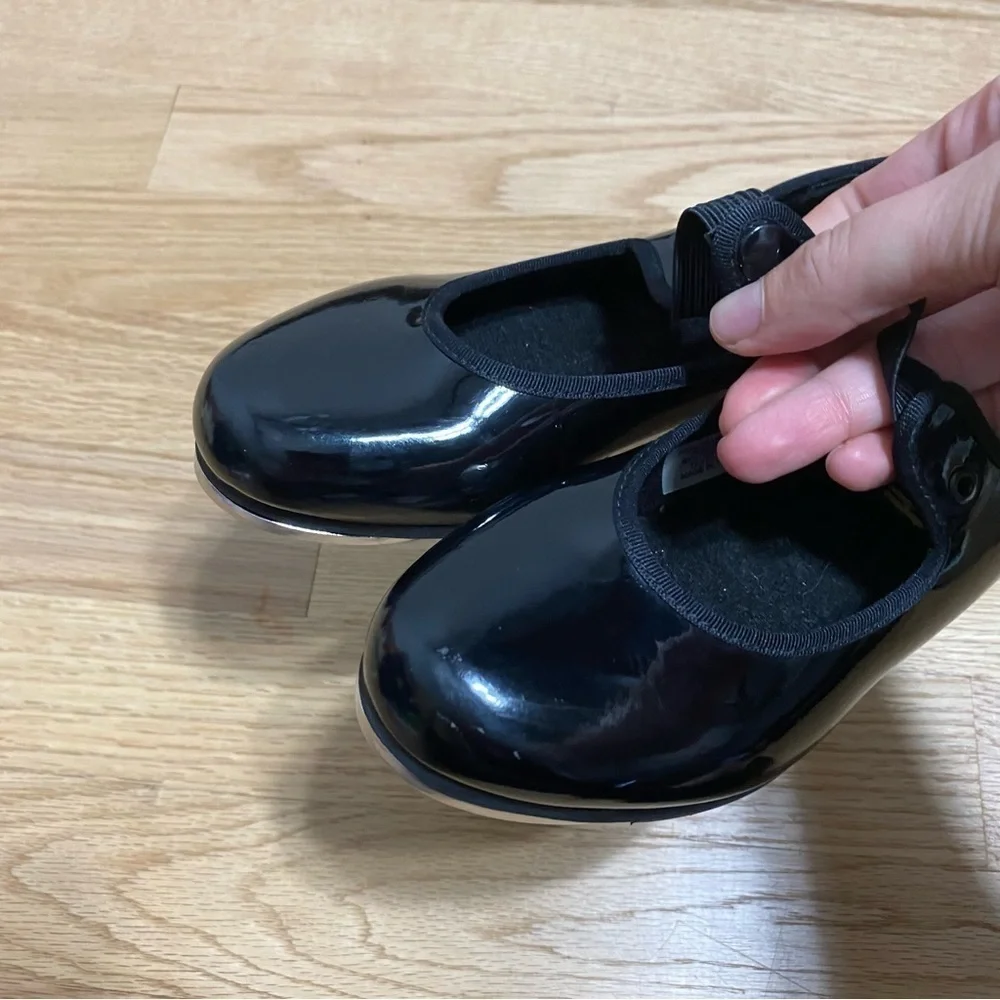 Bloch Tap Shoes Sz 12 1/2 Black Patent Girls Dance Dress Mary Jane